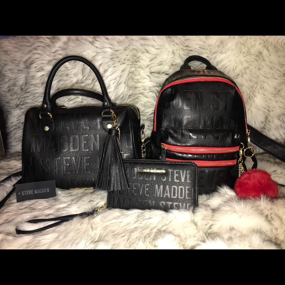 Steve Madden Logo Bag backpack & wallet bundle